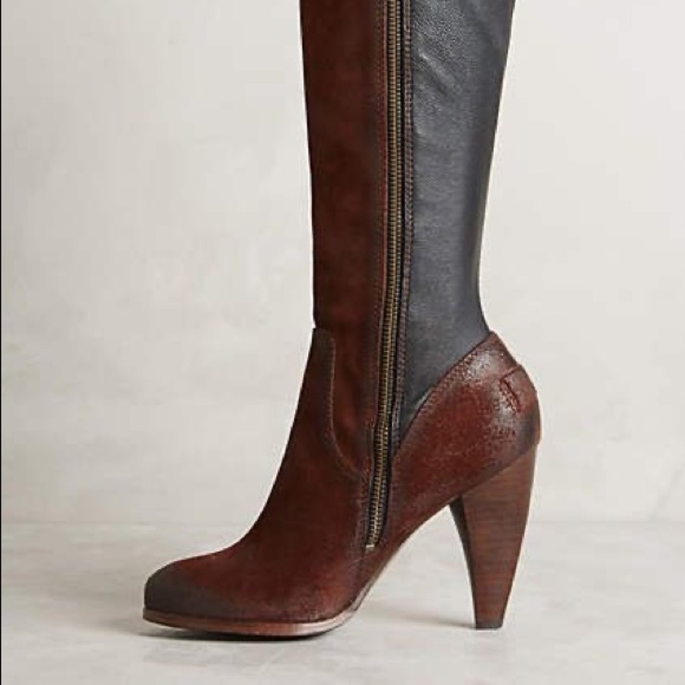 Frye Mikaela Knee Boots  - Deep Cognac Suede